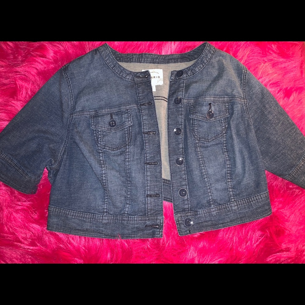 Torrid Jean short sleeve cardigan